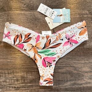 New Roxy Swim Bottoms Mini Coverage Colorful Floral Pattern Cheeky XS Summer